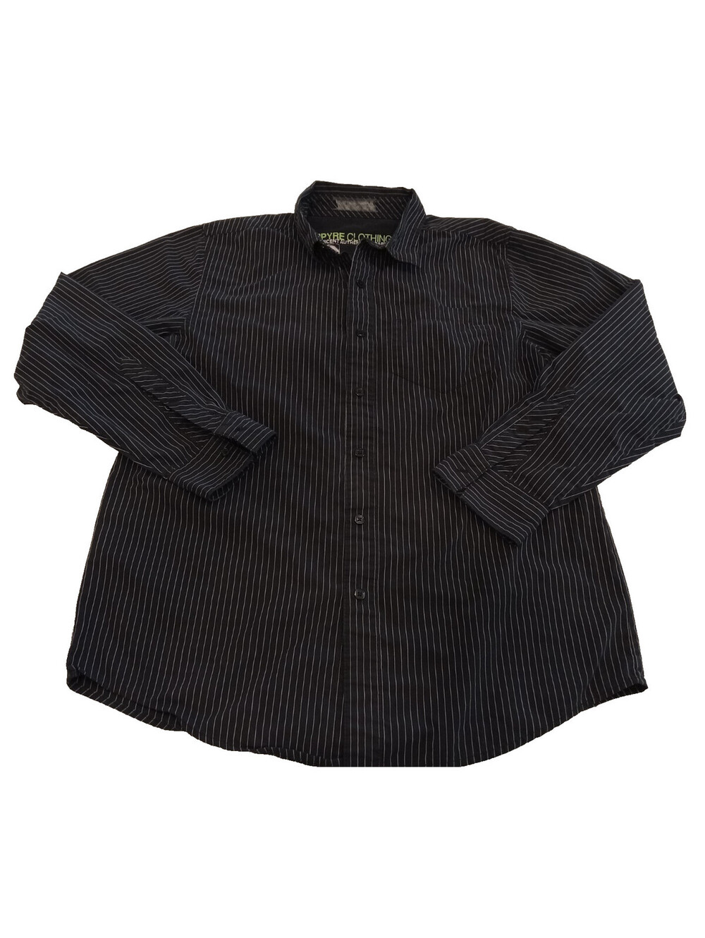 Empyre Dress Shirt Mens XL Black Thin White Vertical Pinstripe Button Down XL